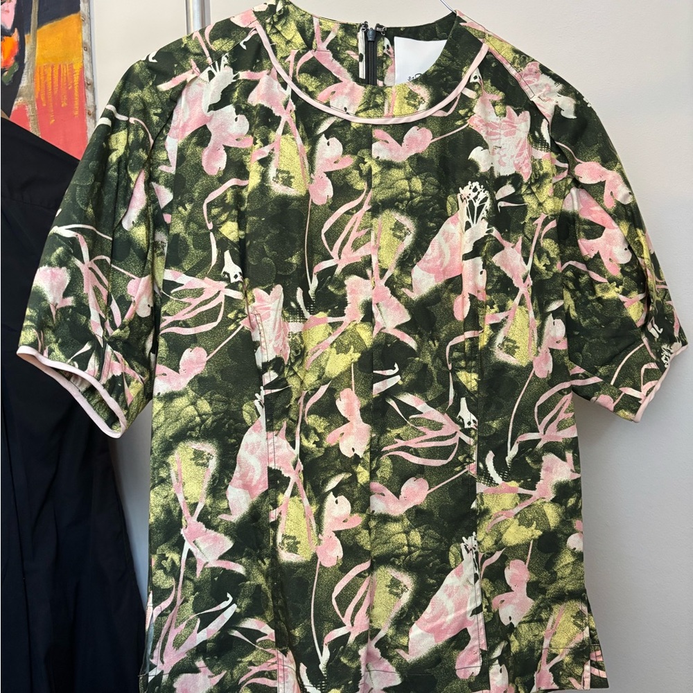 3.1 Phillip Lim Green and Pink Floral Short Sleeve Shirt